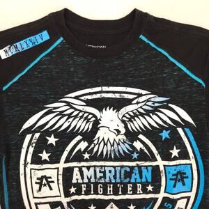 American Fighter Casual Graphic Crew Neck T Shirt Mens Size S Black Blue